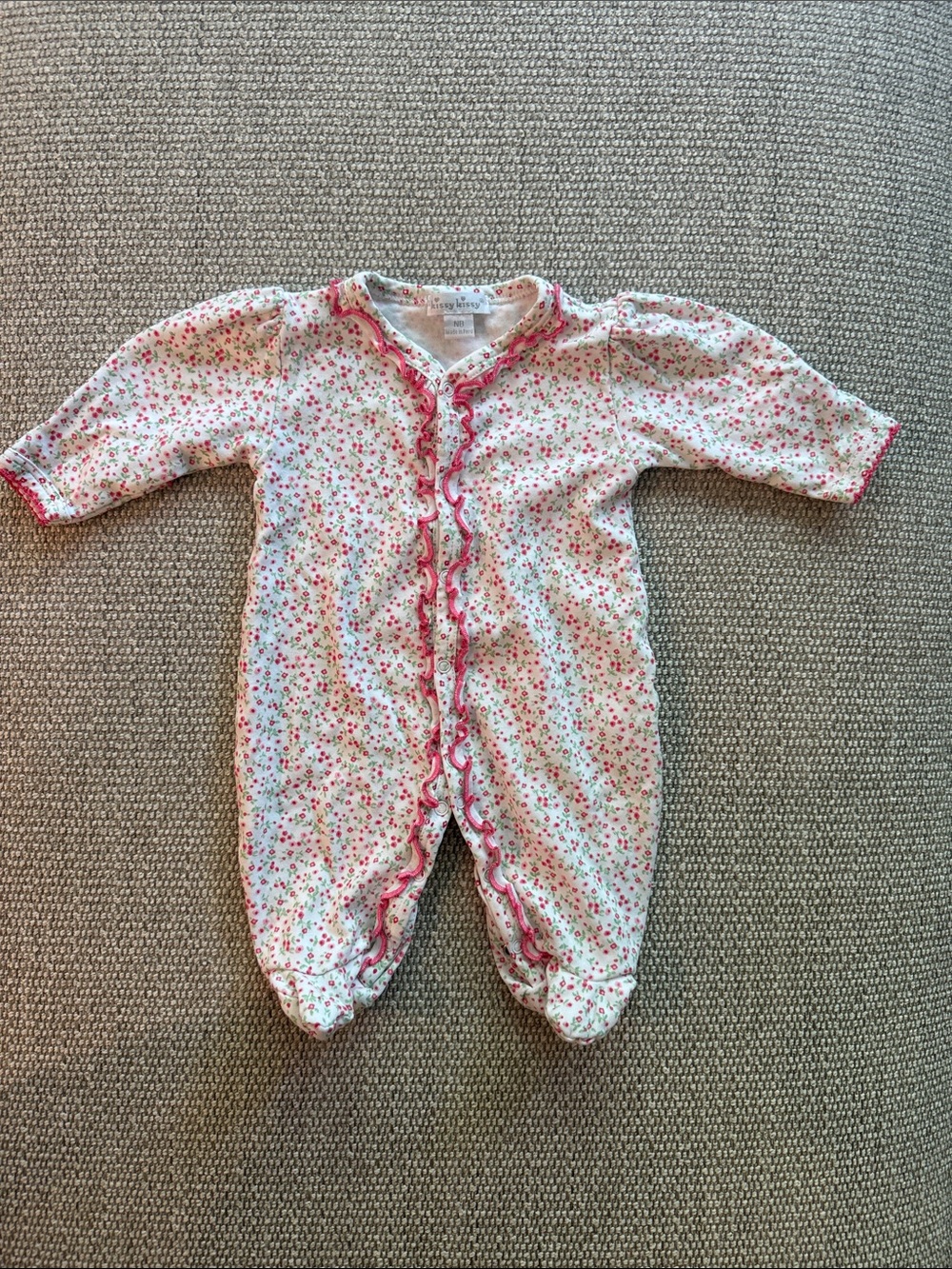 Kissy Kissy Floral Ruffle Trim One-Piece Footie - Pink Newborn
